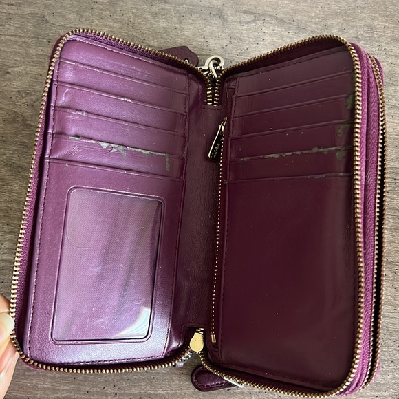 Coach Small Purple and Floral Print Accordion Zip Wallet/Wristlet - Picture 2 of 15